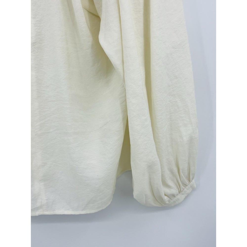 Kindersalmon Korea Ivory Pleated Blouse Size Medium Large Balloon Sleeves - Picture 14 of 14